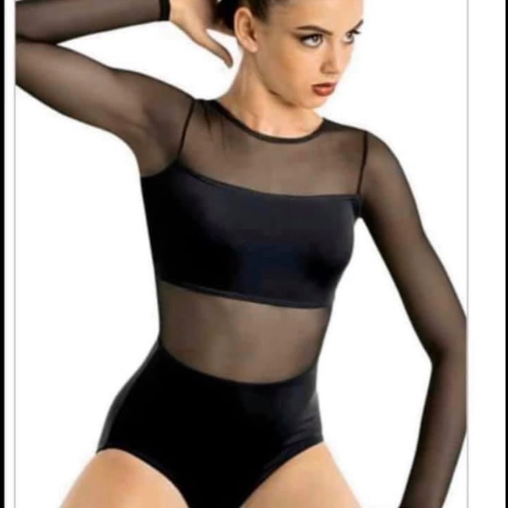 Balera Black leotard with detachable feathers